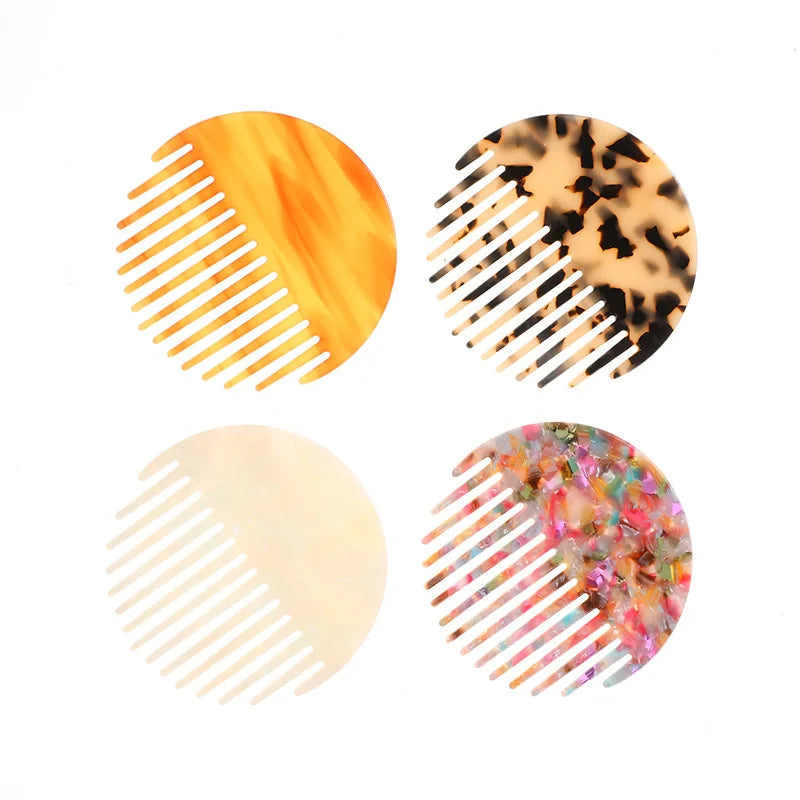 New Fashion Lady Acetate Hair Combs Cute Circular Marbling Comb High Quality Comb Women Girls