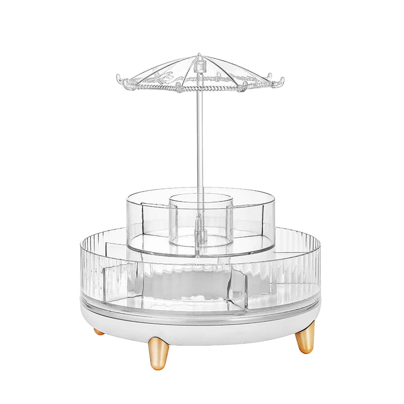 360 Degree Rotating Plastic Display Storage Box for Cosmetics Jewelry Lipstick Storage Box