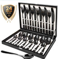 Black Cutlery Sets 24-Piece Stainless Steel Flatware Set Luxury Wedding Knife Fork Spoon Set MegaBDM