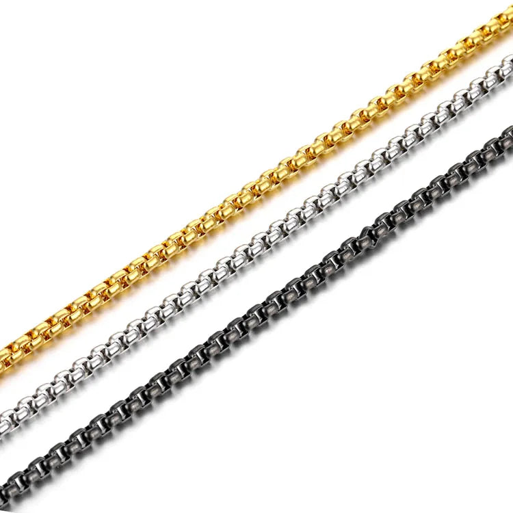 Factory Supplier 316 Stainless Steel Box Link Chains for Jewelry Making Necklace Gold Chain for Men Women