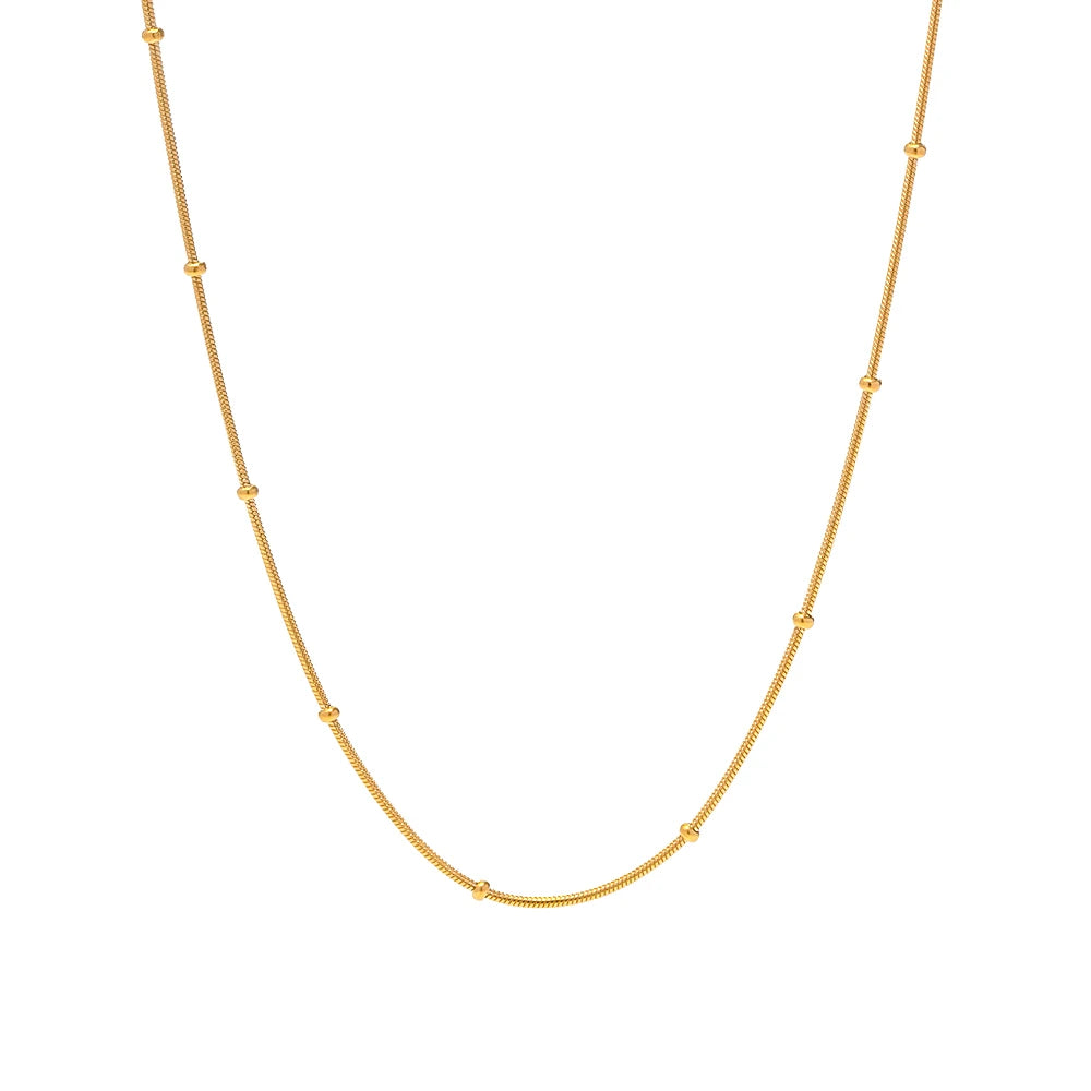 Geometric Round Snake Chain Choker Wedding Stainless Steel Interval Bead Chain Necklace for Girls