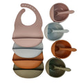 Wholesale Infant Silicone Baby Feeding Set BPA Free Silicone Bib and Suction Bowl With Spoon Kit Factory Design