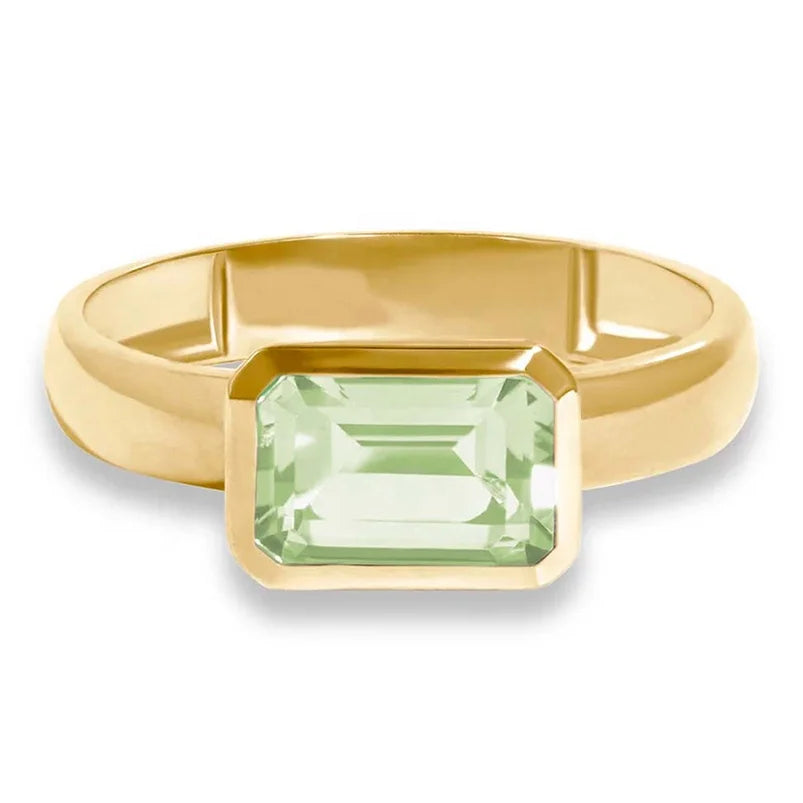 Gemnel Luxury Jewelry Diamond apple Green baguette Birthstone Ring for Girls