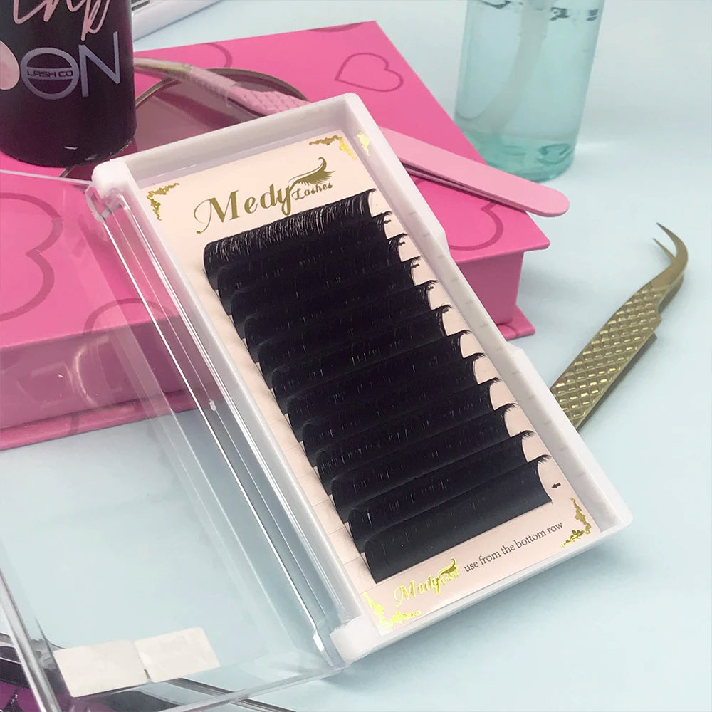 Wholesale Cashmere Individual Eyelash Extension Supplies Private Label Fluffy Natural Matte Black Volume Lash Extension Trays