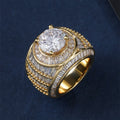 18K Gold Plated Hiphop Copper Zircon Ring Stylish Jewelry for Men's Engagement Party Anniversary