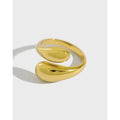 Glossy Water Drop Shape Trendy Statement 925 Sterling Silver Jewelry Heavy Open Rings for Women