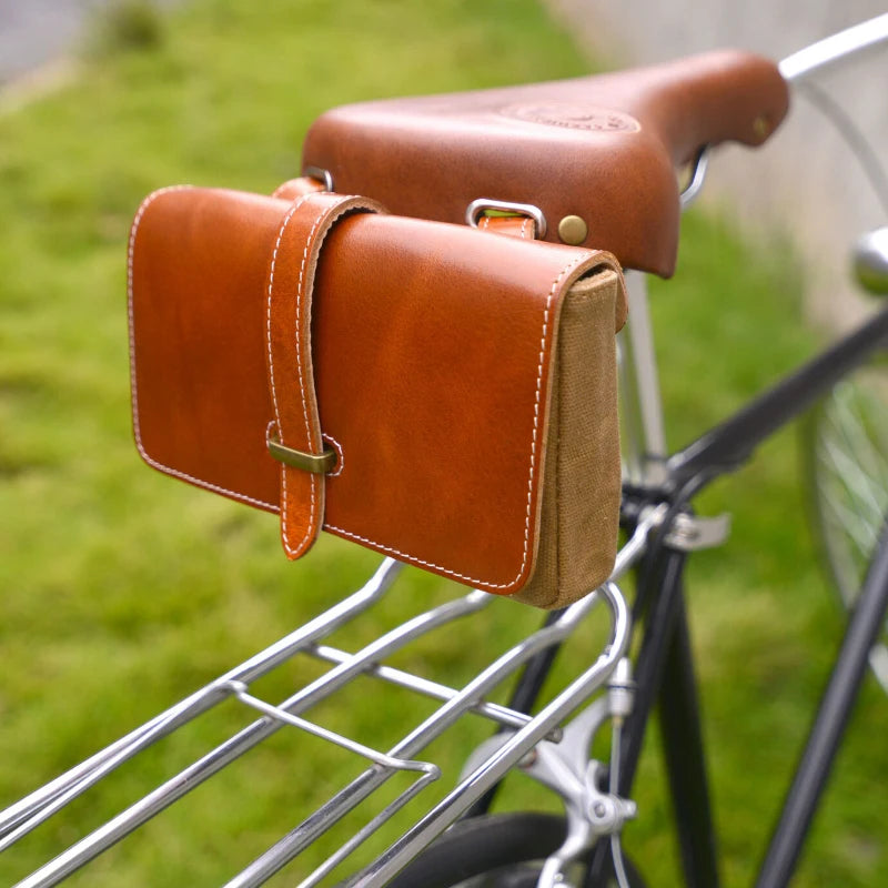 Vintage Bike Saddle Bag Leather Seat Bag Bicycle Bag Bike Tail Storage Pouch
