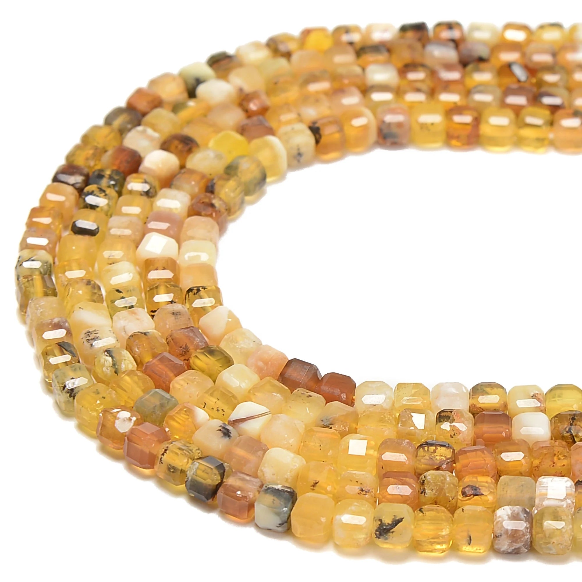 Loose Beads Gemstone Faceted Cube Square Shape Yellow Color Opal Bead for Jewelry DIY Making Size 5mm