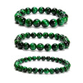 Sold by Set Mix Tiger Eyes Stones Bracelets 6mm 8mm 10mm Red Gold Blue Green Tiger Eye Smooth Round Stretch Beaded Bracelet