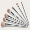 Custom Makeup Brush Set 7 Piece Luxury Silver Makeup up Brushes Professional Cosmetic Brushes Kit