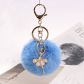 28 Colors 2in1 Dancing Fluffy Pompom Keychains Ballerina Girl Fur Ball Keychain Car Key Ring Decoration Bags Key Chain