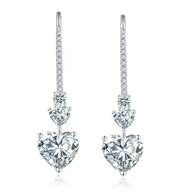 Moissanite 925 Sterling Silver Earrings Heart Shape Quality Fashion Moissanite Hoop Earrings for Women