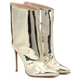 Banquet Botas 2022 Ladies Fashion Metallic Shoes Women Mirror Leather Pointed Toe Stiletto High Heels Short Boots Ankle Booties