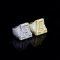 Hot Selling Vvs Moissanite Hip Hop Initial Ring Iced Out Baguette Cut Moissanite Gold Plated 925 Silver Fine Jewelry Rings