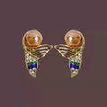 AA00968 Beautiful Mermaid Zircon S925 Silver Needle Earrings Pearl Temperament Female Jewelry