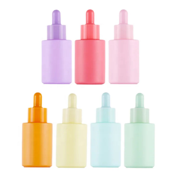 Matte Frosted Serum Essential Oil Bottle  30ml 1oz Refilled Nail Polish Dropper Glass Bottle Empty Cosmetic Foundation Bottle
