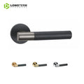 Luxury Black & Gold Tubular Door Lever Handle with Rosette for Wooden Interior Doors