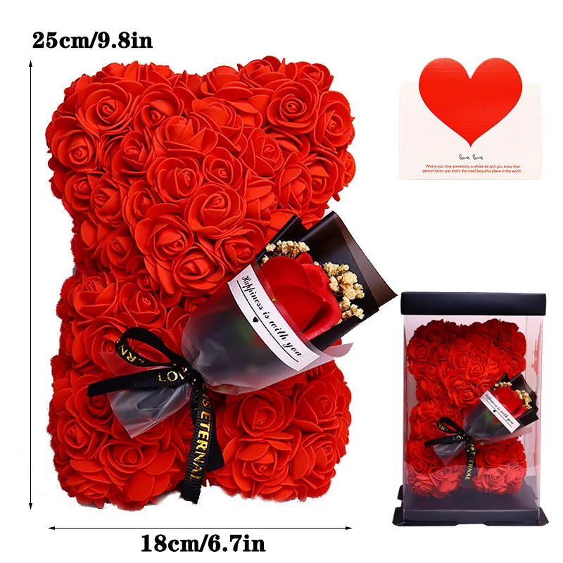 Preserved Flowers Rose Bears Soap Bouquets Foam Flowers Teddy Bear Gift Boxes Thanksgiving Graduation Gifts Environment-Friendly