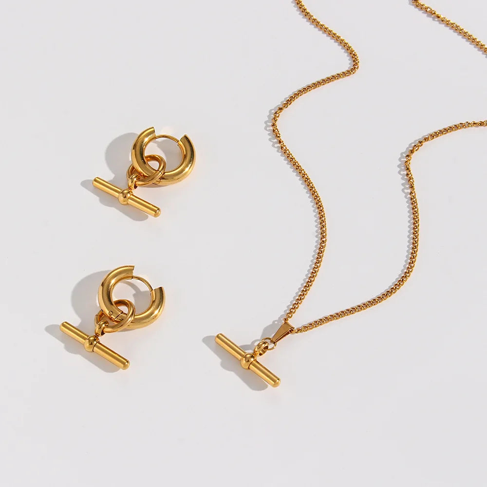 Stainless Steel Vintage Necklace Statement Unique Design Hoop Earring Dubai Gold Plated OT-Clasp Pendant Necklaces