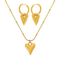New Women Stainless Steel Heart Shape Earrings Choker Necklace Jewelry Set Trendy 18K Gold Rust Jewelry Accessories Gift Women