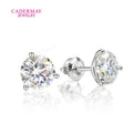 Cadermay Moissanite Solitaire Earrings 5mm 6.5mm 8mm 9mm VVS Moissanite Diamond 3 Prongs Martin Stud Earrings for Women Men Gift