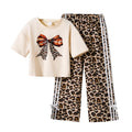 summer girls clothes set teenager t shirt loose pants two piece clothing sets casual teenager Leopard suit