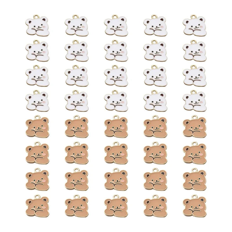 Bear Alloy Charms Enamel Animal Pendants Light Gold Bear Charm Pendant for Jewelry Necklace Bracelet Earring Making Crafts