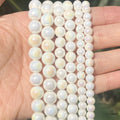 Factory Price Natural AB Plated White Porcelain Stone Beads Round Loose Spacer for Jewelry Making DIY Bracelet Handmade