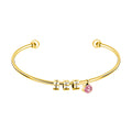 High Quality 12 Birthstones Custom Name Swivel Bead Charm Bracelet Stainless Steel Opening Bracelet