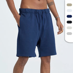 Men's 100% Cotton Gym Shorts Custom Logo Casual Heavyweight Shorts With Drawstring Closure Breathable Jogger Shorts