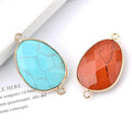 Gold Color Bezel Irregular Faceted Natural Stone Bracelet Connector Charms Beads for Bracelet Making