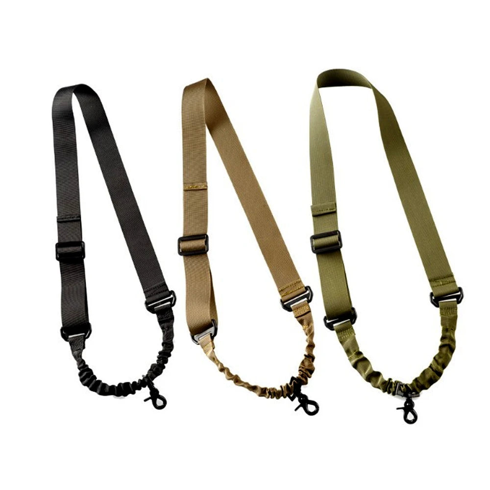 Multi-function Tactical 2 Point Elastic Sling Strap Safety Nylon Belt Rope 60-80CM with Metal Hook for Hunting and Climbing