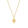 Chris April PVD Gold Plated 316L Stainless Steel Marquise Zirconias Rhombus Pendant Necklace