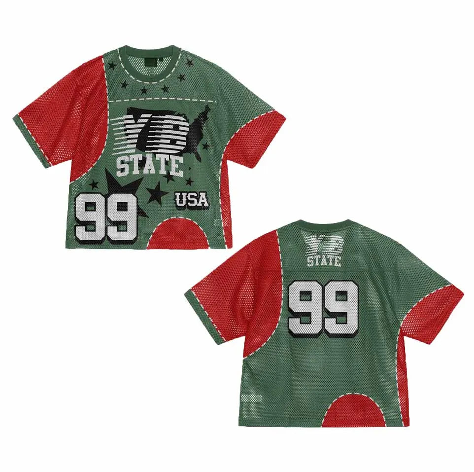 Custom Sublimation Oversized Mesh Jersey Men Cropped Boxy Retro Mesh American Football Jersey Supplier