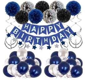 Happy Birthday Balloons Star Garland Birthday Decorations Men Blue Birthday Party Decorations for Men