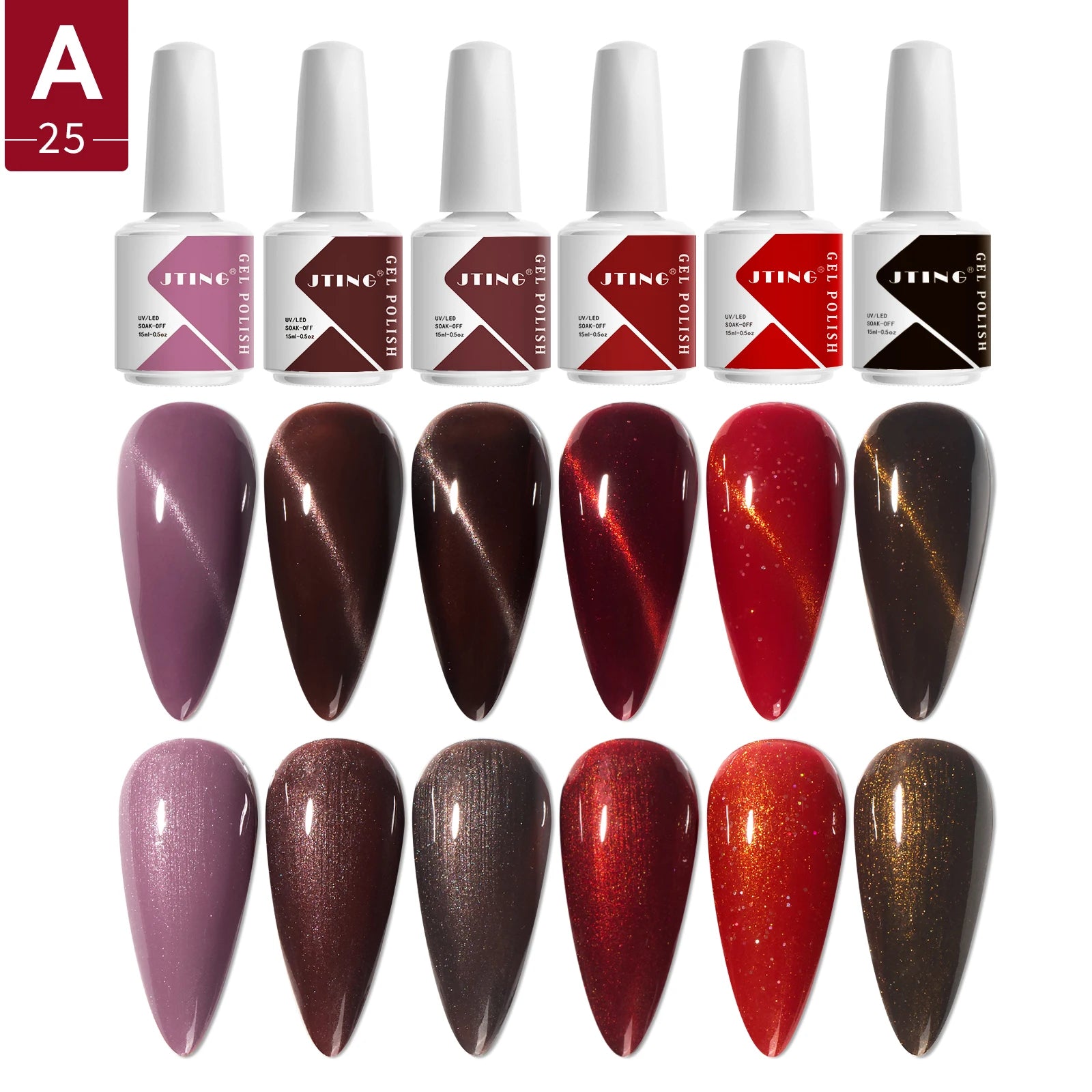 JTING OEM 6Color Nail Gel Private Label UV Led Soak off Gel Polish 15ML Bottle Nail GEL Polish Private Label Nail Box Set