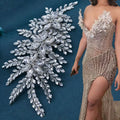 New Arrival 3d Rhinestone Flower Applique Cross Applique  for Keering  Bridal Dress Decoration WHD-067
