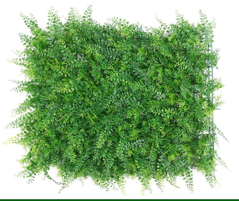 O-X0145 Plastic Faux Green Grass Wall Artificial Outdoor Boxwood Grass Panel Anti-uv Durable Artificial Green Plants Framed Wall