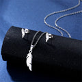 Hot Selling Summer Stainless Steel Feather Necklace and Earring Set Cheap New Jewelry with Link Chain Wholesale