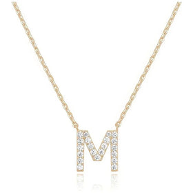 Zircon 18k Gold Letter Pendant A-Z Necklace Women Jewelry Hip Hop 26 English Letter Stainless Steel Clavicle Chain Necklace