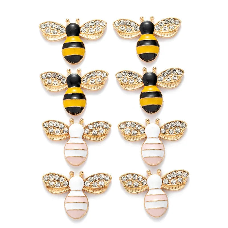 Alloy Bee Charm Pendants with Rhinestone Enamel Children's Honeybee Pendant Embellishments Handmade Bee Crafts Jewelry