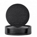 Wholesale Embossed OEM Vintage Black Leather Coffee Heating Warmer Coaster Logo Print