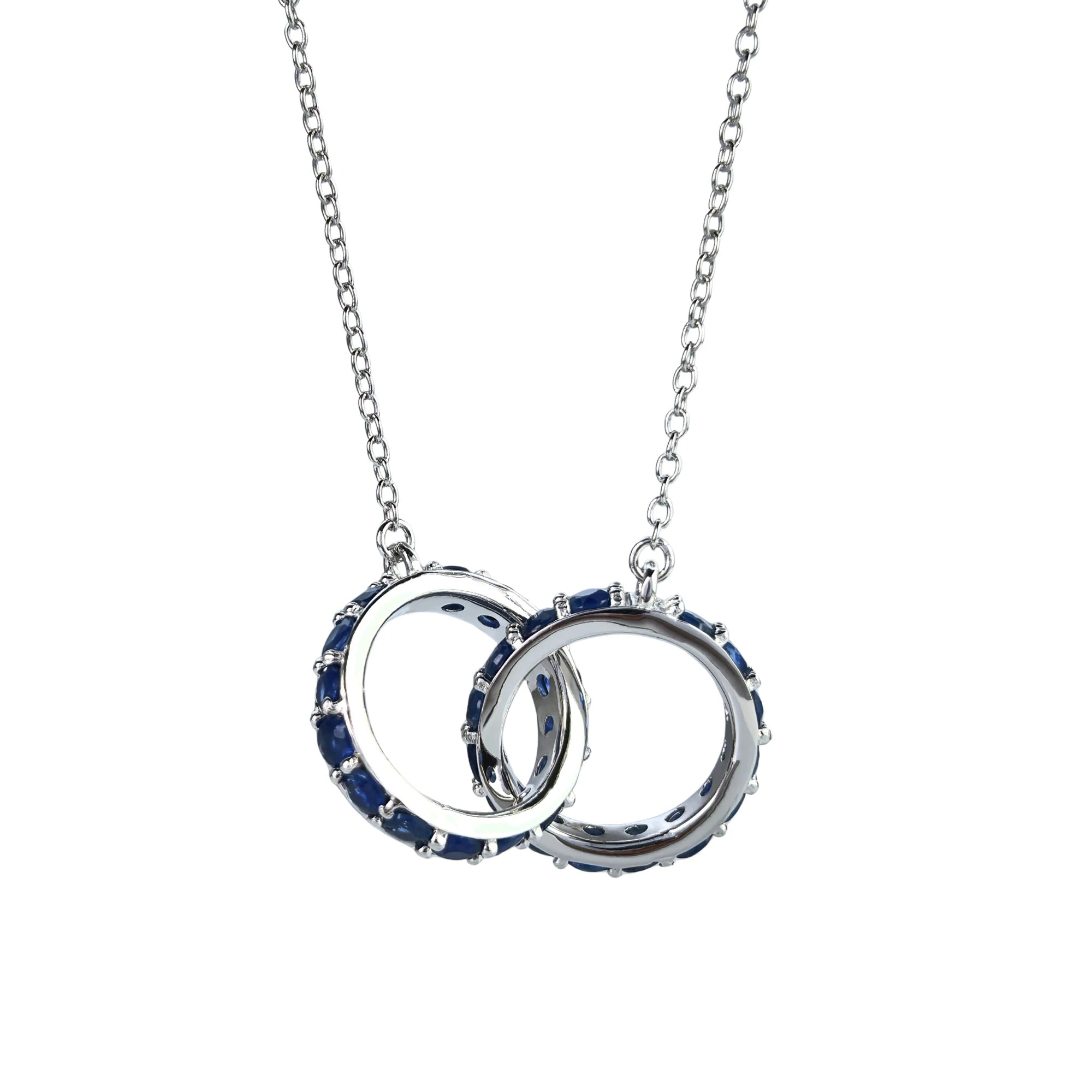 Delicate Rhodium Plated 925 Silver Jewelry Natural Sapphire Necklace for Women Anniversary Gift