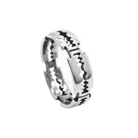Hot Retro Punk Blade Stainless Steel Ring Men's Personalized Hip-hop Titanium Steel Jewelry