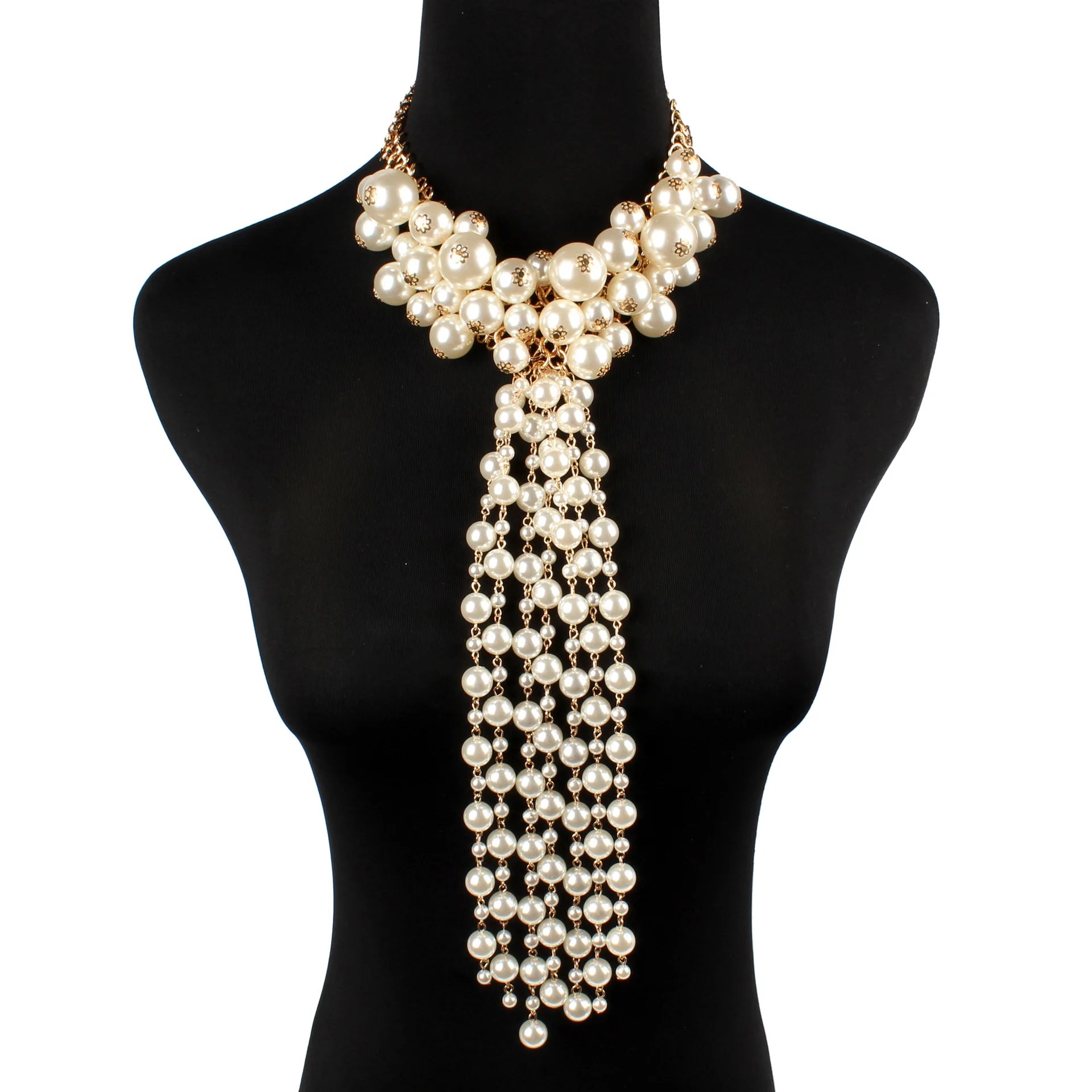 ROMANTIC Multi-layer Tassel Necklace Super Long Pendants Necklace Women Pearl Choker Necklace Set