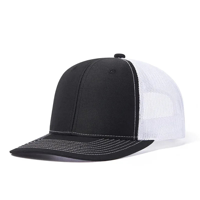 Solid Blank Polyester Cotton 6 Panel Trucker Hat Custom Logo Mesh Sport Golf Snapback Caps Unisex Cap Richardson 112 Trucker Hat