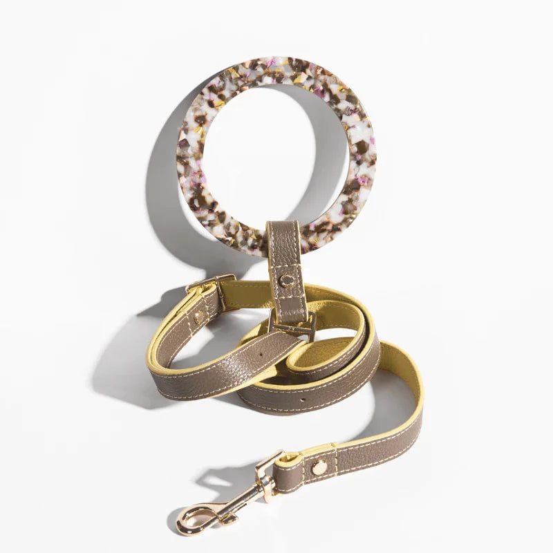 Premium Resin O-Ring Dog Leash Handle Fashion Tortoiseshell Acetate Ring Parts for Designer Pet Collars Leashes Manufacture