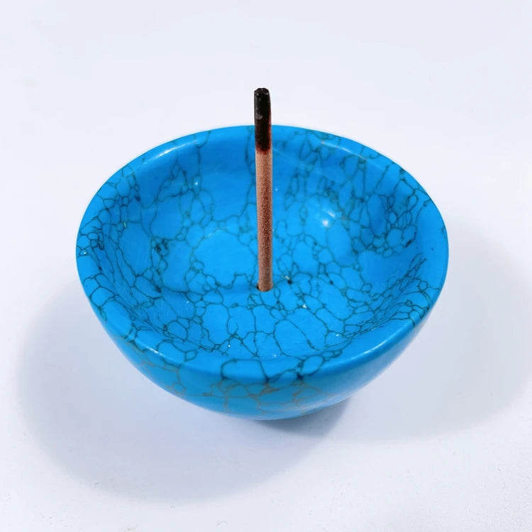 Huiying Crystal Incense Holders Wholesale Birthday Gift on Sale Blue Turquoise Bowl Stone Bowl