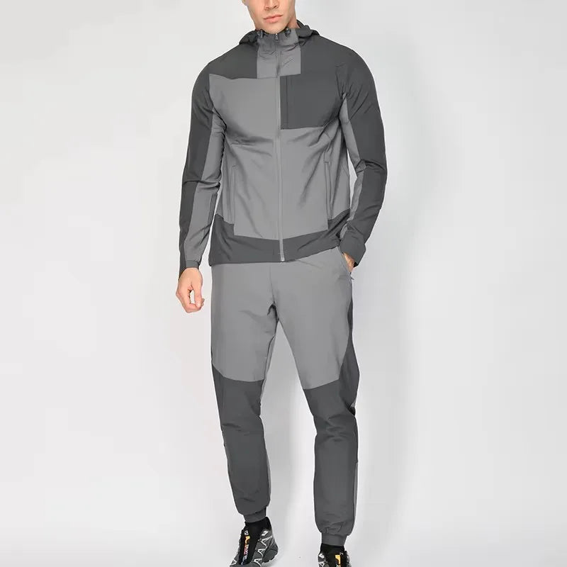 Patchwork Color Block Track Suits Training Soft Shell Hiking Waterproof Outdoor Jacket Sports Tracksuits for Men