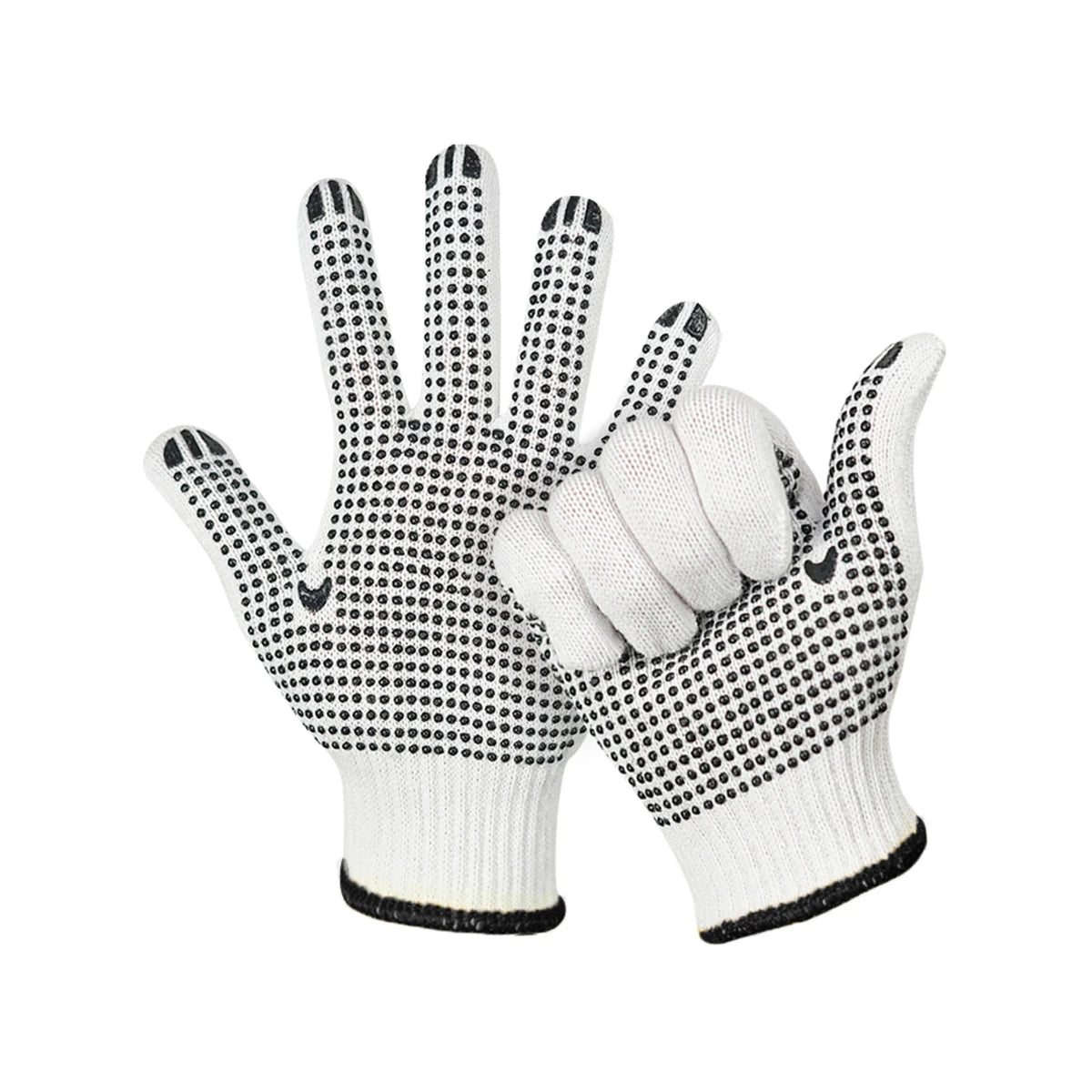 Black Knitted Cotton Yarn PVC Dotted Gloves Non-Slip Construction General Purpose Work Gloves